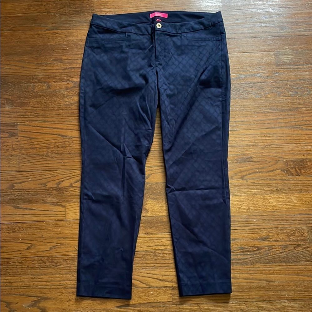 Lilly Pulitzer Navy 29" Kelly Textured Ankle Length Pants